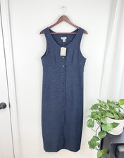 Vtg 90s Christopher Banks Blue Floral Maxi Jumper Dress Women  s Small New