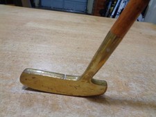 Putter Vintage Rare Otey Crisman - Tête Laiton, Manche Bois, Touche Dorée 2 Voies 35"