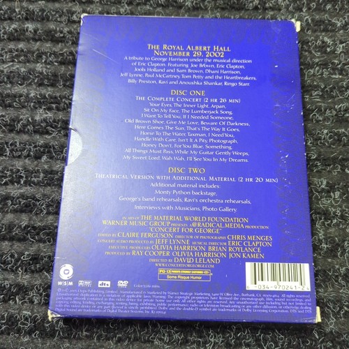 Concert for George (DVD, 2003 Warner, 2-Disc Set, W/Insert) George Harrison - Picture 2 of 9