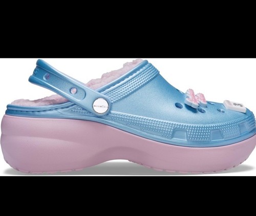 Zapatos zuecos de plataforma clásicos Crocs Mean Girls para mujer - azules y rosas - talla 8 - Imagen 5 de 9