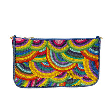 Handcrafted Beaded Rainbow Clutch, High Quality Evening bag for with Chain Strap