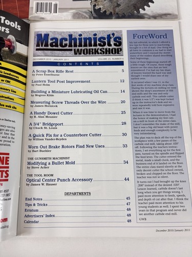 2010 MACHINISTS WORKSHOP MAGAZINE, Volume 23 Numbers 1-6, Complete Year Set - Picture 8 of 10