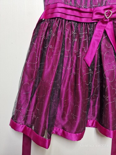 Love By Special Occations Girl's Pink Dress Heart Embroidered Belted Size 7 - Picture 3 of 12