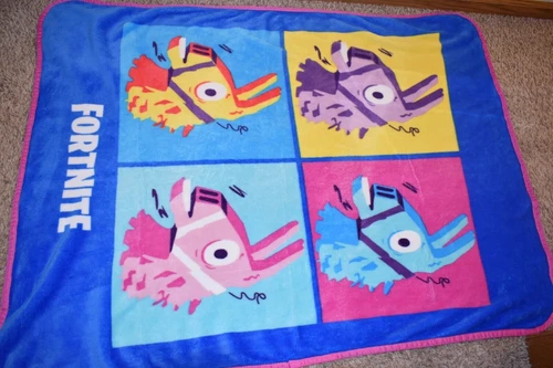 H4 40x50 FORTNITE Blue & Pink Girls Plush Throw blanket (Toddler bed)