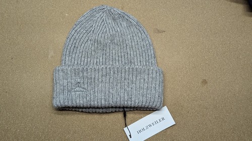 Holzweiler Gray Melange Hypnotized Beanie Hat One Size Cuffed Ribbon Ribbed