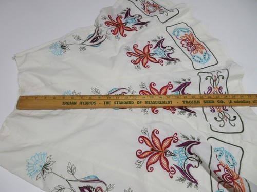 Sz 10 Waist 27" Allison Taylor ALL OVER EMBROIDERED Boho Skirt White Flared - Picture 11 of 14