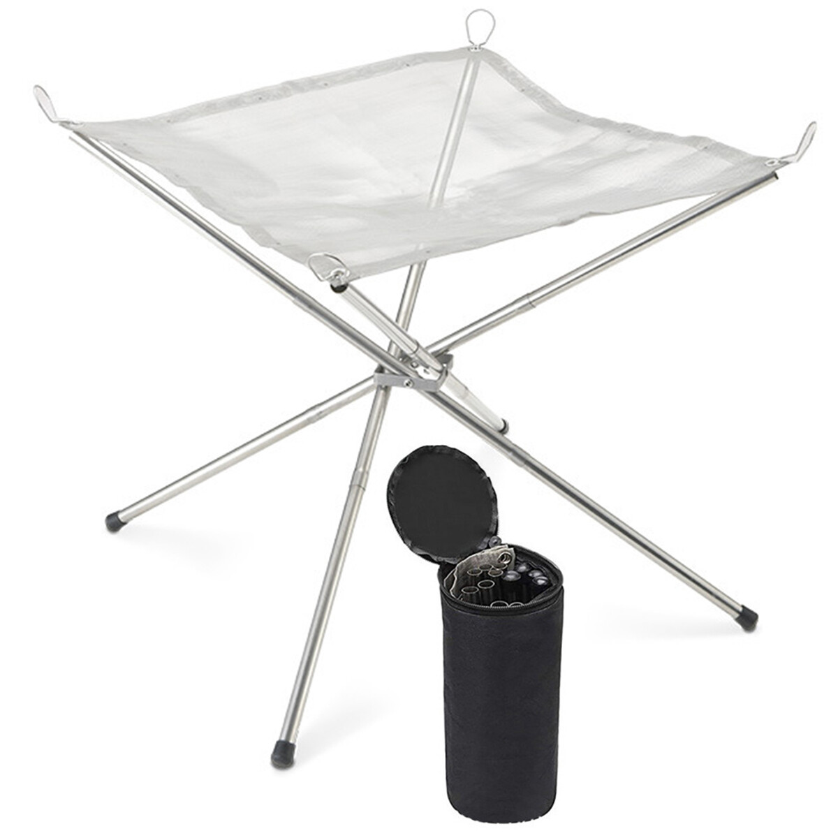 Portable Folding Fire Pit Mesh Bonfire Stand Outdoor Camping Patio Campfire Rack