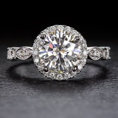 3Ct Round Cut Simulated Diamond Accent Halo Solitaire Ring 18K WhiteGold Plated