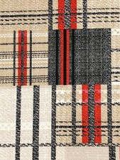 Abstract Block Crepe Fabric Textured Neutral Apparel Plaid By the Yard