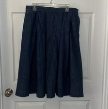 Vintage Lands’ End Denim Skirt Womens Size 18 Modest No Slit Jean Made In USA
