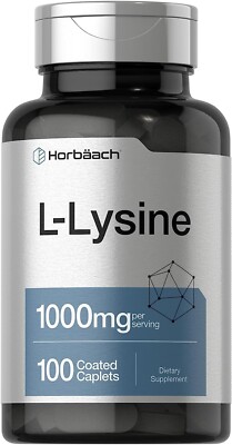 L-Lysine 1000Mg | 100 Coated Caplets | Free Form Dietary Supplement | Vegetarian