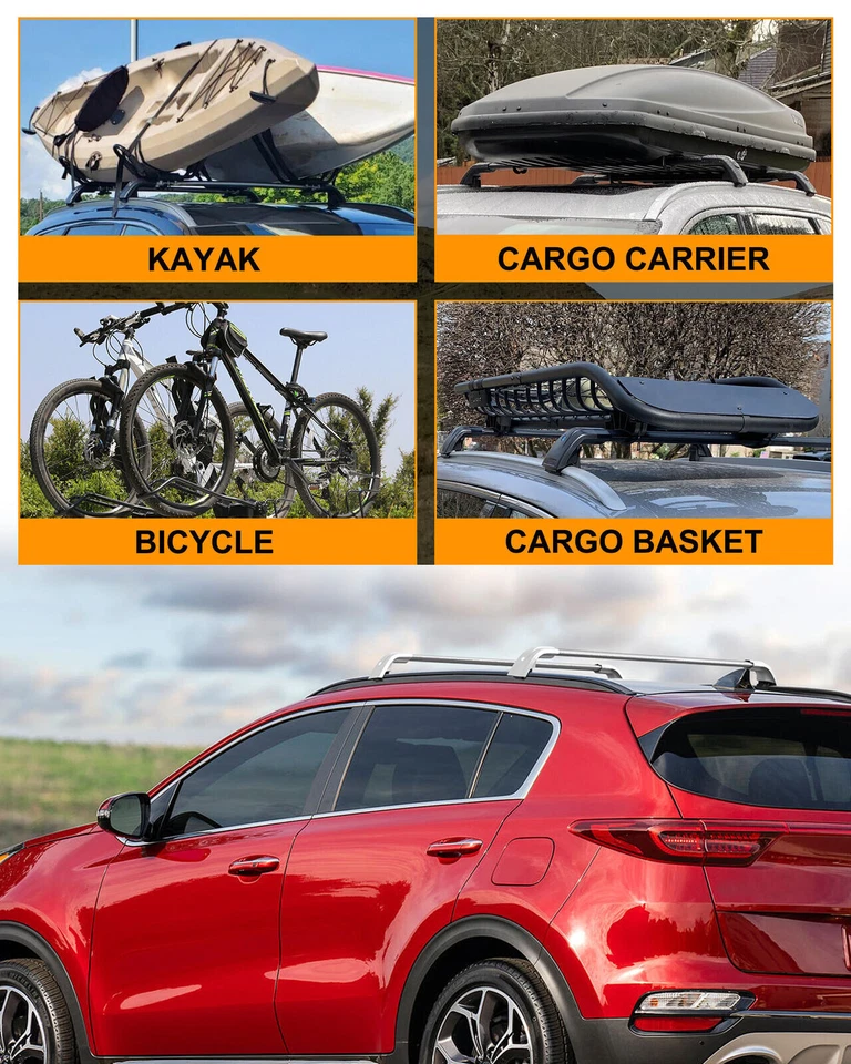 2Pc Fit for Audi Q7 2009-2015 Lockable Roof Rail Rack Carrier Cross Bar Crossbar - Image 3 of 4