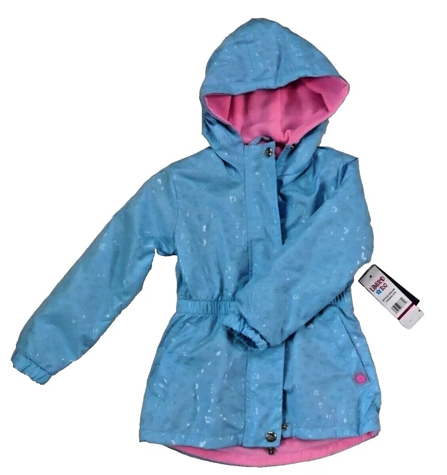 Limited Too Girls-Talla 4 T-Cintura elástica con aislamiento/Azul/Rosa Abrigo Cremallera Capucha Foto 2 de 4