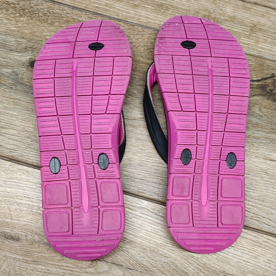 Sandalias chanclas Ocean Pacific para niñas talla 4,5 cojín negro rosa Foto 2 de 4