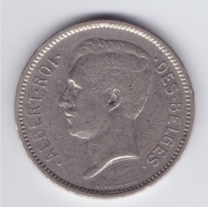 1931 Belgian 5 Francs Coin Belgium King Albert 5F Un Belga ...