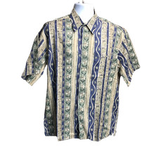 Pierre Cardin Stylish Button Up Collared Shirt Sz L Beige Blue