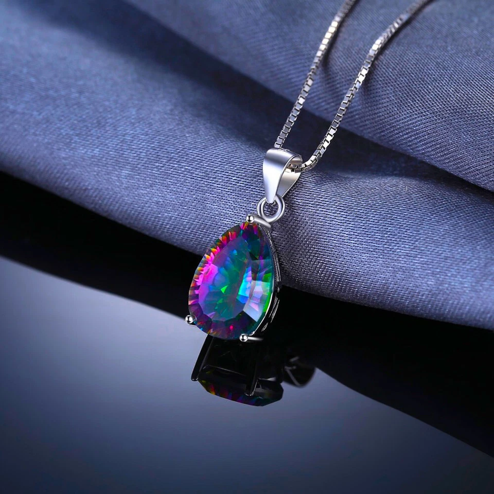 Collar de 30" de plata esterlina 925 genuino para mujer cadena de eslabones Love MysticTopaz D676 Foto 2 de 4