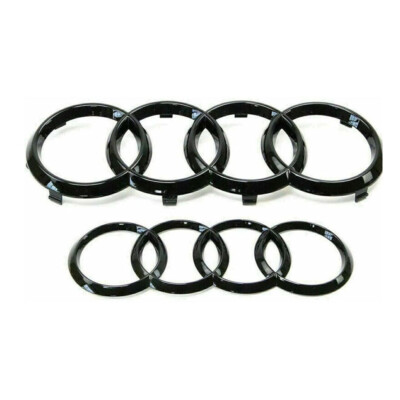 Für Audi Q8 2018-2020 Satz V+H Gitter Abzeichen Ringe Logo Badge 285+200MM Auto