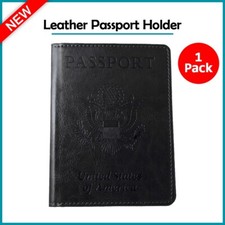 B2G1 FREE Wallet Holder Slim Leather Travel Passport ID Card Case Cover BLACK