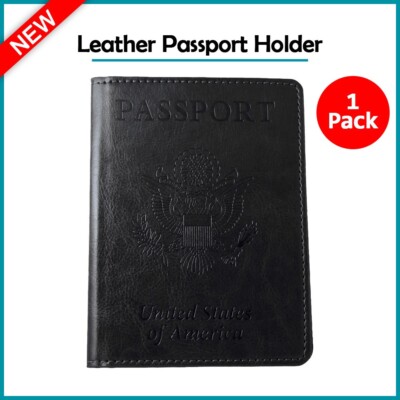 B2G1 FREE Wallet Holder Slim Leather Travel Passport ID Card Case Cover BLACK