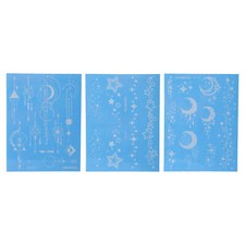 Luminous Fake Tattoos Moon Pattern Temporary Tatto Fluorescent Blue 3 Pcs