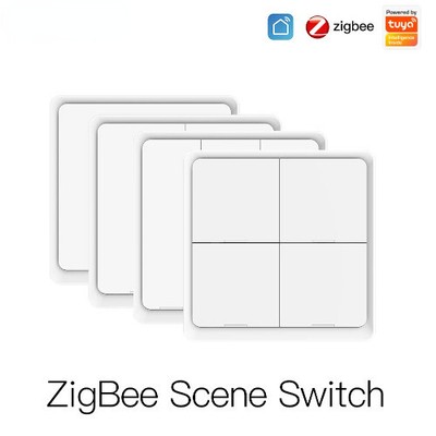 4 Gang Tuya ZigBee Wireless 12 Scene Switch Push Button Controller Powered