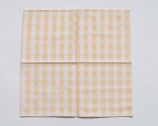 Zilli 100 New Yellow White Plaid Cotton Zilli Print Handkerchief Hand Made 16"