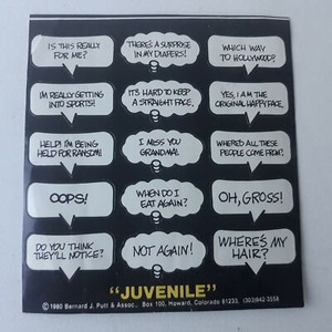 Bernard J. Putt & Assoc. Juvenile Sticker Sheet 1980