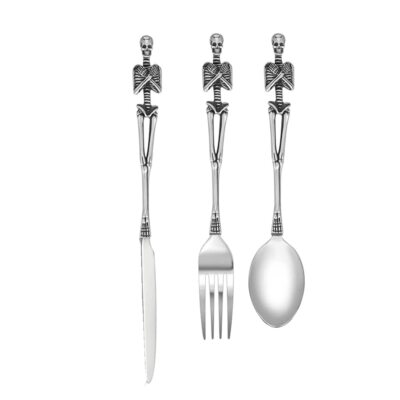 Skeleton Skull Silverware Set, Stainless Steel Spoon Fork and Knife Flatware ...