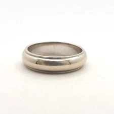 14k White Gold Wedding Band Ring Milgrain Edge 5mm Wide Unisex size6.25