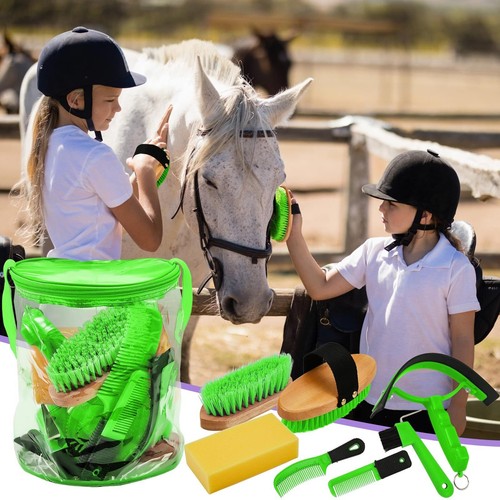 Kit de herramientas de aseo de caballos de 9 piezas con bolsa organizadora para principiantes - Imagen 4 de 7