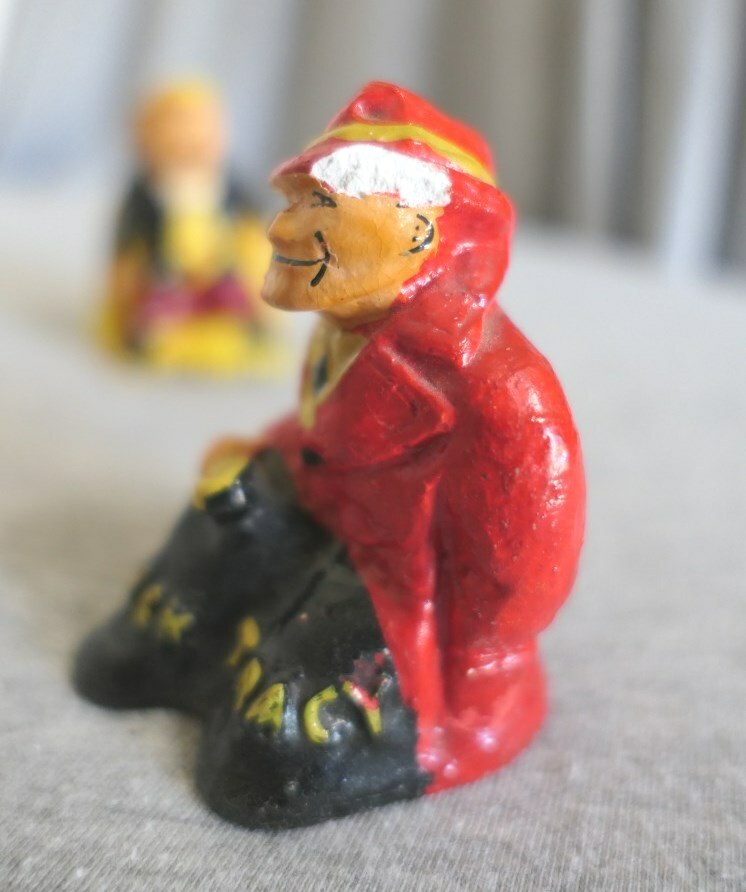 Vintage 1930's Detective Dick Tracy and Junior Chalkware Salt & Pepper