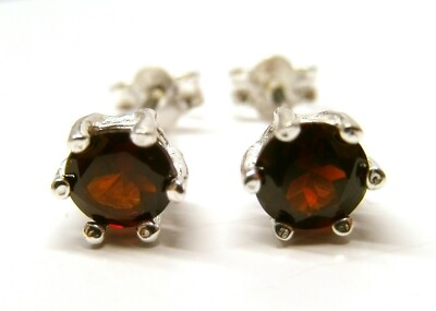 925 Sterling Silber runde 5mm Krallen Set Ohrstecker mit echten Granat Steinen 