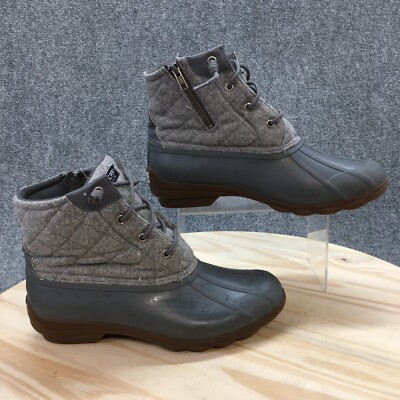 Sperry Boots Womens 10 M Syren Gulf Duck Casual STS81993 Gray Waterproof Lace Up