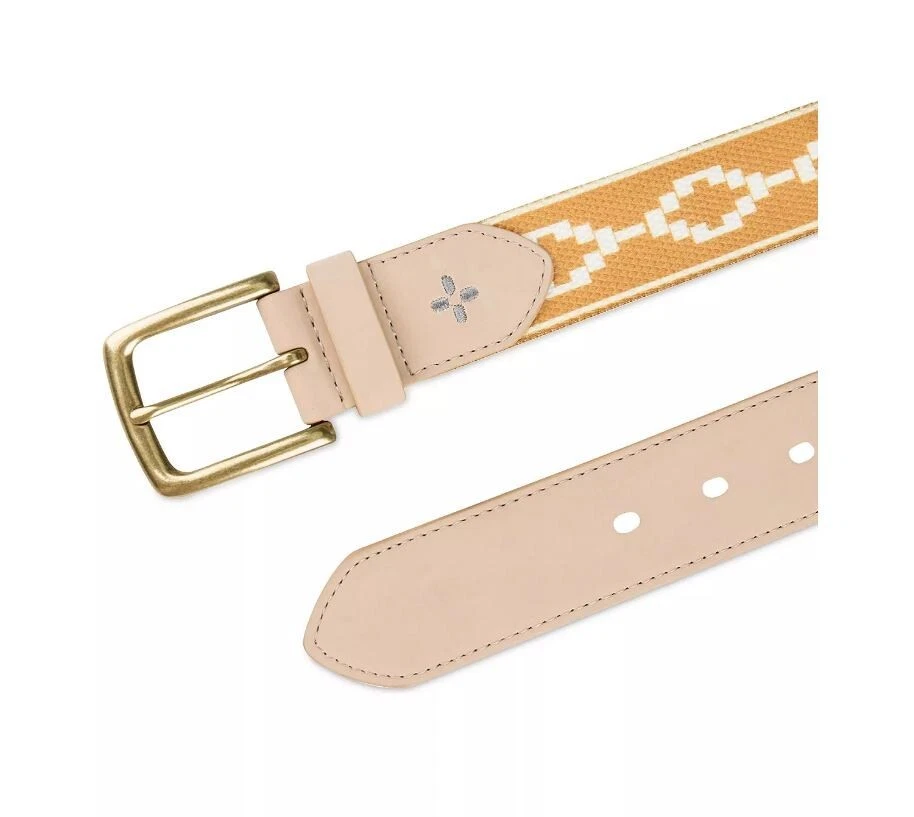 Sun + Stone Faux Leather printed fabric men's belt- Size L/XL (38-44)   GOLD - Image 3 of 4