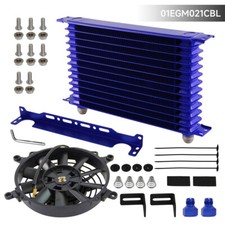 Universal AN10 13 Row Engine Oil Cooler W/ Bracket Fittings+7" Electric Fan Kit