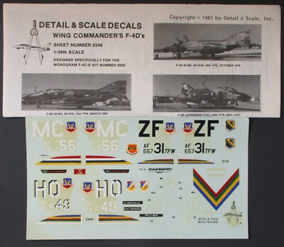 Detail & Scale 1/48th Scale Wing Commander F-4D's Decal Sheet No. 0248