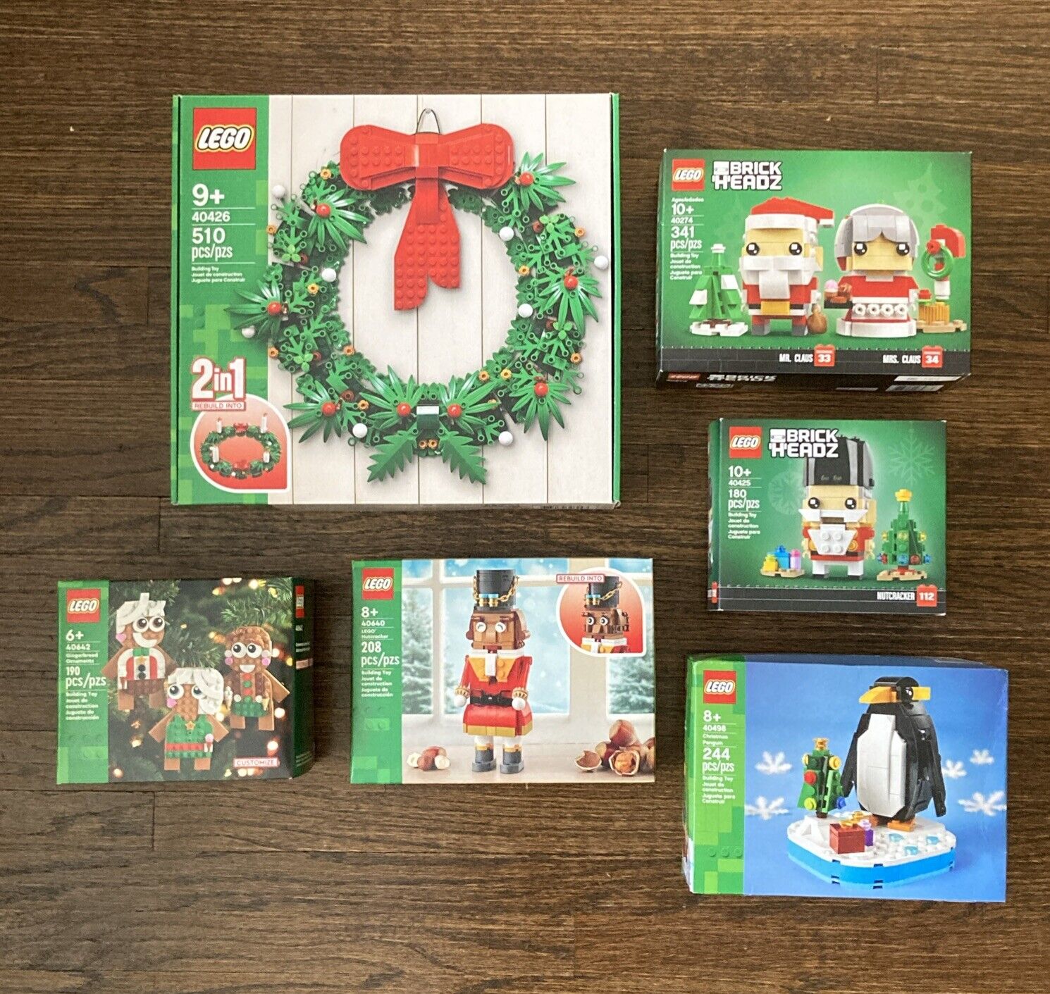 LOT! LEGO Christmas Sets 40428 Wreath, Gingerbread, Nutcracker, Brickheadz &More