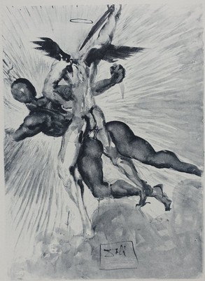 Salvador DALI: Fegefeuer 8, Schutzengel, Signierter Druck, Göttliche Komödie
