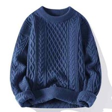 Men Sweater Knitted Pullovers Mens Knitting Pullover Sweaters Mens Loose Cable