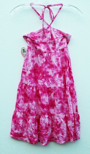 SO Girls Pink Tye Dye Knit Tiered Tube Halter Dress XS S Small - Picture 7 of 23