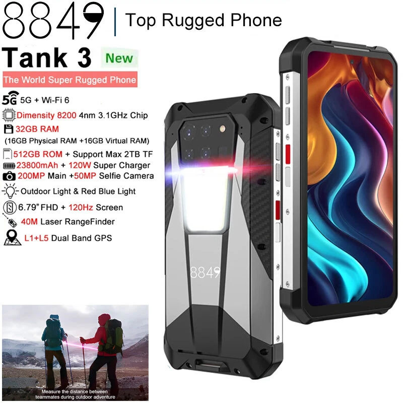 5G 8849 TANK 3 Rugged Smartphone Android Waterproof IP68 Mobile 23800mAh  512GB