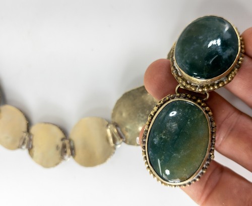 Antique Southwestern Navajo Victorian Specimen Green Jasper Agate Belt - Picture 9 of 10
