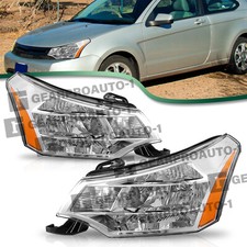 Headlights Assembly For 2008-2011 Ford Focus Ssesessel Chrome Halogen Lr Set