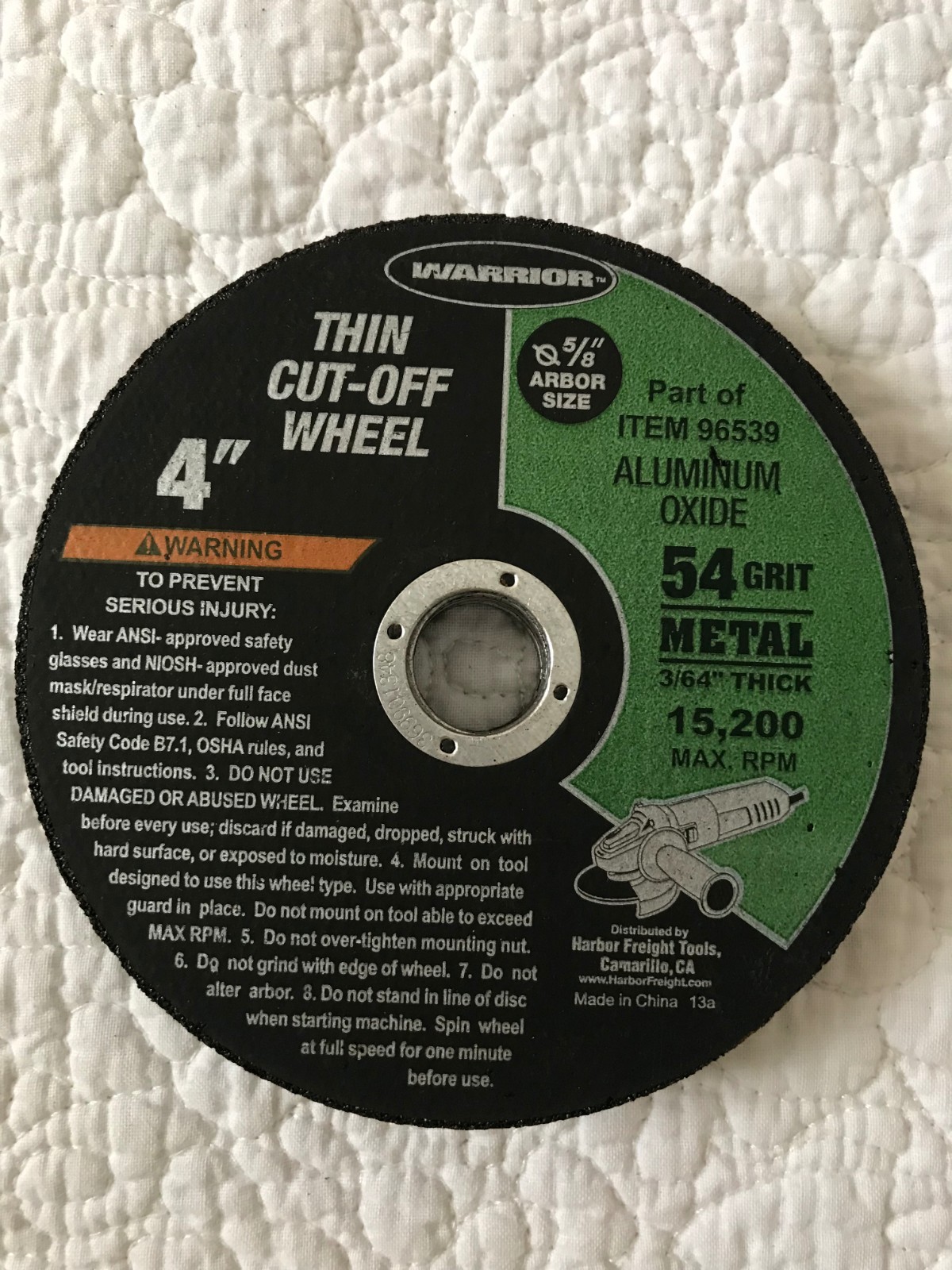 Warrior Cutoff Wheels 4" Cutting All Ferrous Metals & Stainless Steel