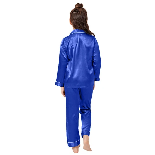 New Kids Boys Girls Silk Pajamas Long Sleeve Satin PJs Sets Nightwear Sleepwear - Picture 83 of 83