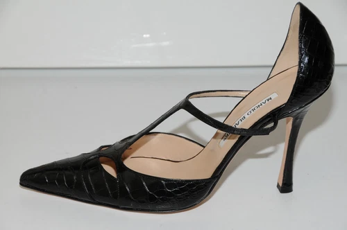 MBT 5400€!!! NUOVE SCARPE MANOLO BLAHNIK VALON bb NERE ALLIGATORE COCCODRILLO 39 5 9