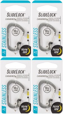 Nite Ize SlideLock Stainless Steel Carabiner #2 - Stainless (4-Pack)