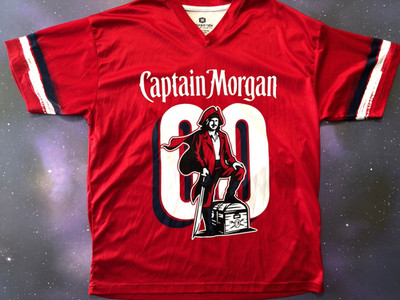 Captain Morgan Spiced Rum Power Tek Spice It Up Red Football Jersey Men's Medium