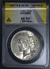 1927-D $1 PEACE SILVER DOLLAR KM# 150 ANACS AU 55 Details A7834